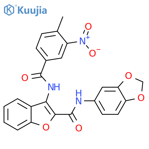 N-(2H-1,3-benzodioxol-5-yl)-3-(4-methyl-3-nitrobenzamido)-1-benzofuran-2-carboxamide structure