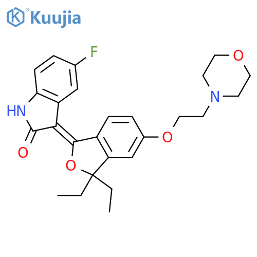 2H-Indol-2-one,3-[3,3-diethyl-5-[2-(4-morpholinyl)ethoxy]-1(3H)-isobenzofuranylidene]-5-fluoro-1,3-dihydro- structure
