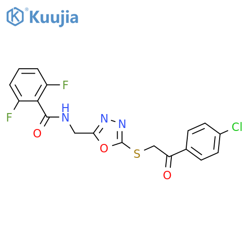 N-(5-{2-(4-chlorophenyl)-2-oxoethylsulfanyl}-1,3,4-oxadiazol-2-yl)methyl-2,6-difluorobenzamide structure
