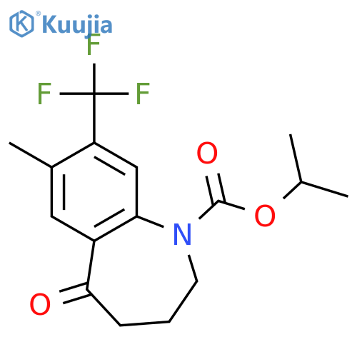 Isopropyl 7-methyl-5-oxo-8-(trifluoromethyl)-2,3,4,5-tetrahydro-1H-benzo[b]azepine-1-carboxylate structure