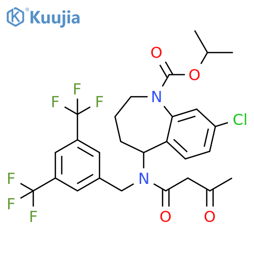 1H-1-Benzazepine-1-carboxylic acid,5-[[[3,5-bis(trifluoromethyl)phenyl]methyl](1,3-dioxobutyl)amino]-8-chloro-2,3,4,5-tetrahydro-, 1-methylethyl ester structure