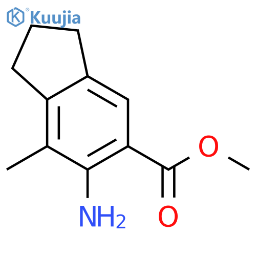 1H-Indene-5-carboxylic acid, 6-amino-2,3-dihydro-7-methyl-, methylester structure