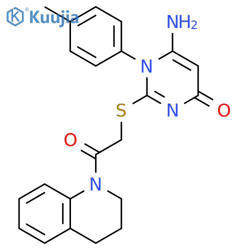 6-amino-1-(4-methylphenyl)-2-{2-oxo-2-(1,2,3,4-tetrahydroquinolin-1-yl)ethylsulfanyl}-1,4-dihydropyrimidin-4-one structure