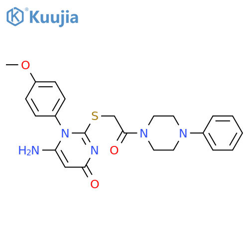 6-amino-1-(4-methoxyphenyl)-2-{2-oxo-2-(4-phenylpiperazin-1-yl)ethylsulfanyl}-1,4-dihydropyrimidin-4-one structure