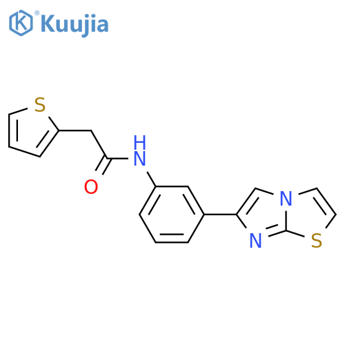 N-(3-{imidazo2,1-b1,3thiazol-6-yl}phenyl)-2-(thiophen-2-yl)acetamide structure