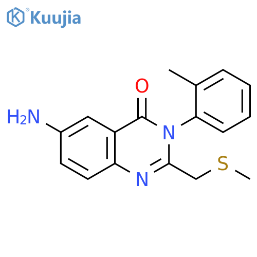 4(3H)-Quinazolinone,6-amino-3-(2-methylphenyl)-2-[(methylthio)methyl]- structure