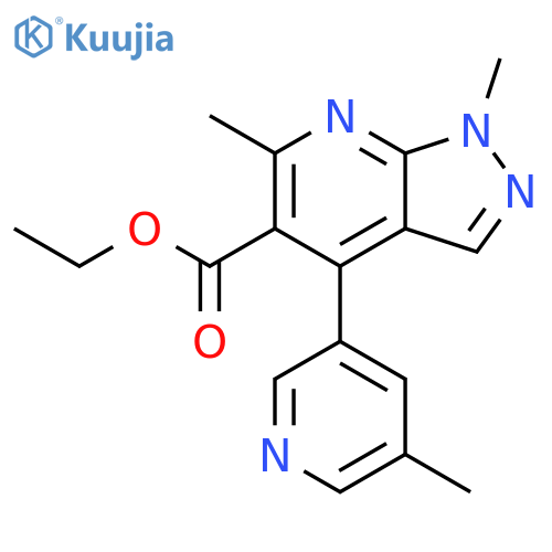 1H-Pyrazolo[3,4-b]pyridine-5-carboxylic acid,1,6-dimethyl-4-(5-methyl-3-pyridinyl)-, ethyl ester structure