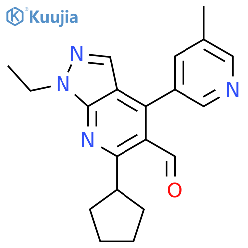 1H-Pyrazolo[3,4-b]pyridine-5-carboxaldehyde,6-cyclopentyl-1-ethyl-4-(5-methyl-3-pyridinyl)- structure