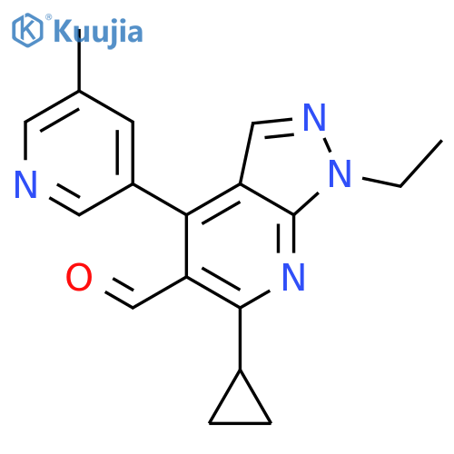 1H-Pyrazolo[3,4-b]pyridine-5-carboxaldehyde,6-cyclopropyl-1-ethyl-4-(5-methyl-3-pyridinyl)- structure