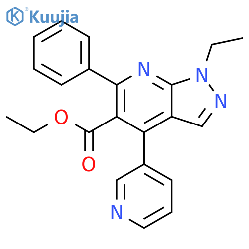1H-Pyrazolo[3,4-b]pyridine-5-carboxylic acid,1-ethyl-6-phenyl-4-(3-pyridinyl)-, ethyl ester structure