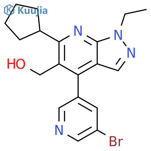 1H-Pyrazolo[3,4-b]pyridine-5-methanol,4-(5-bromo-3-pyridinyl)-6-cyclopentyl-1-ethyl- structure