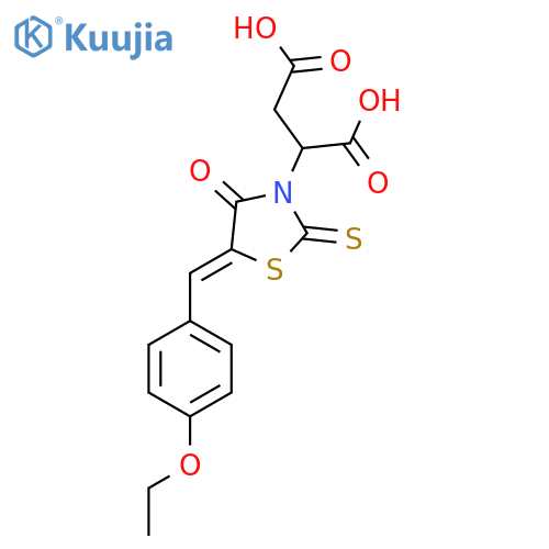 2-(5Z)-5-(4-ethoxyphenyl)methylidene-4-oxo-2-sulfanylidene-1,3-thiazolidin-3-ylbutanedioic acid structure