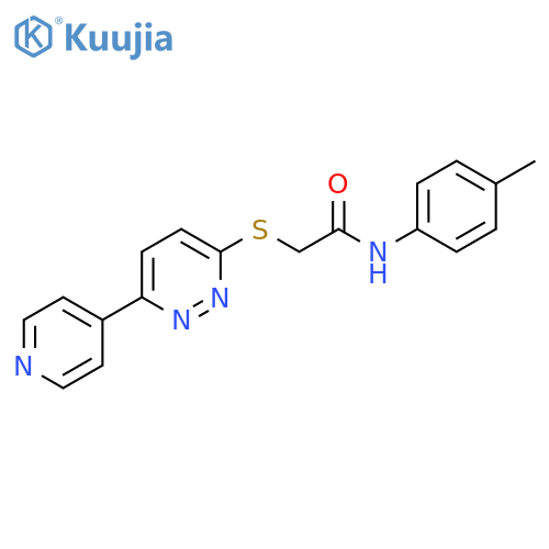 N-(4-methylphenyl)-2-{6-(pyridin-4-yl)pyridazin-3-ylsulfanyl}acetamide structure