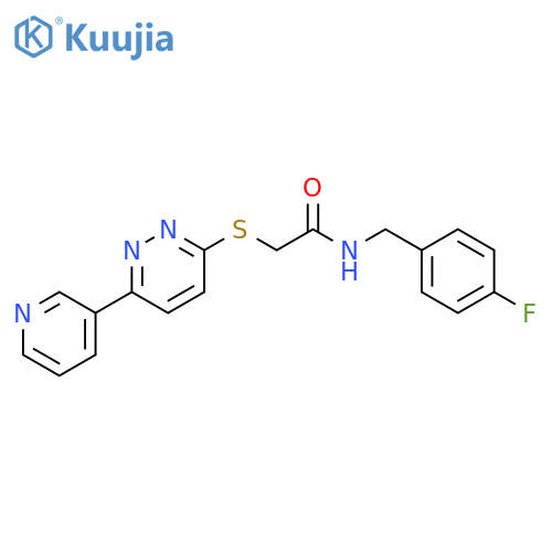 N-(4-fluorophenyl)methyl-2-{6-(pyridin-3-yl)pyridazin-3-ylsulfanyl}acetamide structure