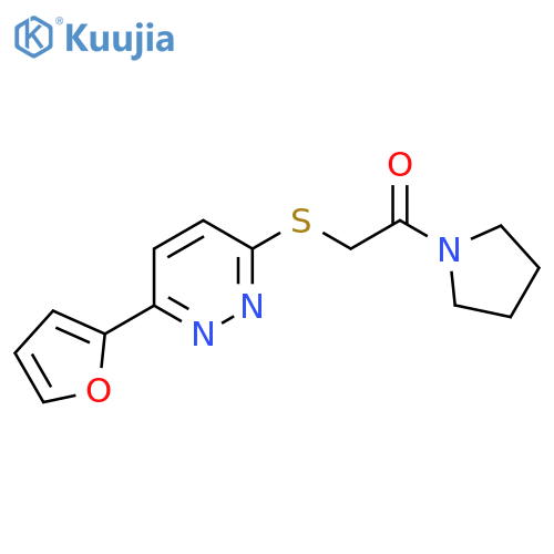 2-{6-(furan-2-yl)pyridazin-3-ylsulfanyl}-1-(pyrrolidin-1-yl)ethan-1-one structure