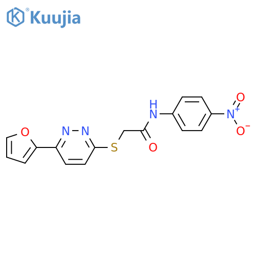 2-{6-(furan-2-yl)pyridazin-3-ylsulfanyl}-N-(4-nitrophenyl)acetamide structure