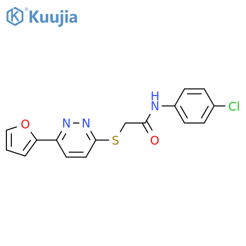 N-(4-chlorophenyl)-2-{6-(furan-2-yl)pyridazin-3-ylsulfanyl}acetamide structure