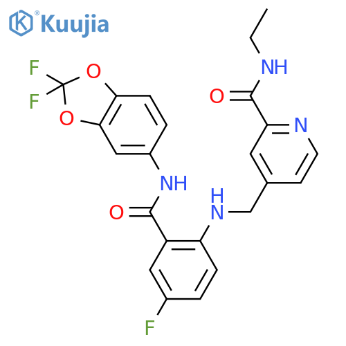 2-Pyridinecarboxamide,4-[[[2-[[(2,2-difluoro-1,3-benzodioxol-5-yl)amino]carbonyl]-4-fluorophenyl]amino]methyl]-N-ethyl- structure