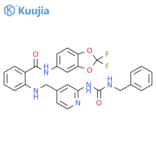 Benzamide,N-(2,2-difluoro-1,3-benzodioxol-5-yl)-2-[[[2-[[[(phenylmethyl)amino]carbonyl]amino]-4-pyridinyl]methyl]amino]- structure