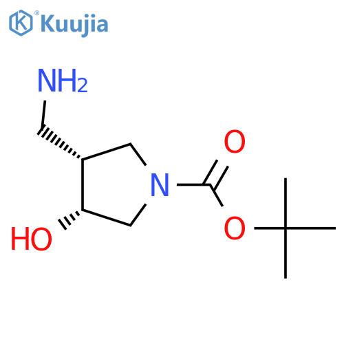 tert-butyl cis-3-(aminomethyl)-4-hydroxypyrrolidine-1-carboxylate structure