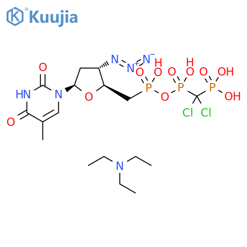 Thymidine,3'-azido-3',5'-dideoxy-5'-(4,4-dichloro-1,3,5,5-tetrahydroxy-1,3,5-trioxido-2-oxa-1,3,5-triphosphapent-1-yl)-, compd. withN,N-diethylethanamine (1:3) structure