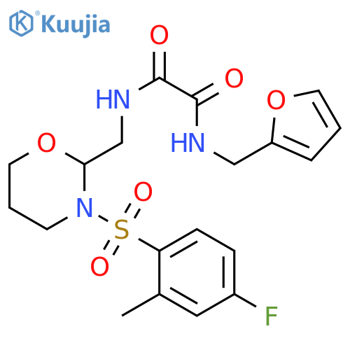 N'-{3-(4-fluoro-2-methylbenzenesulfonyl)-1,3-oxazinan-2-ylmethyl}-N-(furan-2-yl)methylethanediamide structure