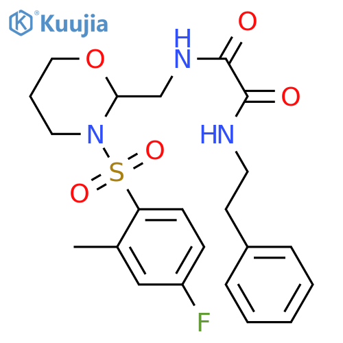 N-{3-(4-fluoro-2-methylbenzenesulfonyl)-1,3-oxazinan-2-ylmethyl}-N'-(2-phenylethyl)ethanediamide structure