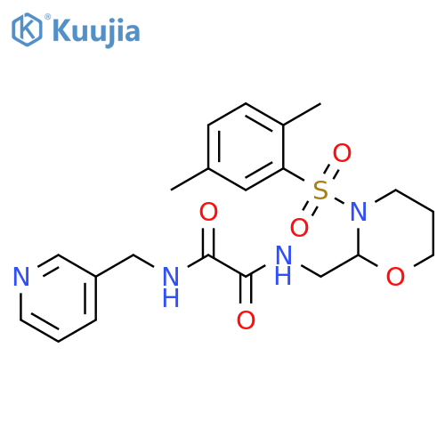 N-{3-(2,5-dimethylbenzenesulfonyl)-1,3-oxazinan-2-ylmethyl}-N'-(pyridin-3-yl)methylethanediamide structure