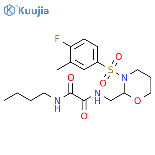 N-butyl-N'-{3-(4-fluoro-3-methylbenzenesulfonyl)-1,3-oxazinan-2-ylmethyl}ethanediamide structure