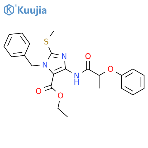 1H-Imidazole-5-carboxylic acid,2-(methylthio)-4-[(1-oxo-2-phenoxypropyl)amino]-1-(phenylmethyl)-,ethyl ester structure