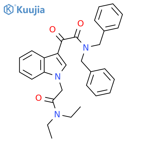 N,N-dibenzyl-2-{1-(diethylcarbamoyl)methyl-1H-indol-3-yl}-2-oxoacetamide structure