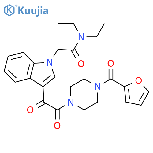 N,N-diethyl-2-(3-{2-4-(furan-2-carbonyl)piperazin-1-yl-2-oxoacetyl}-1H-indol-1-yl)acetamide structure