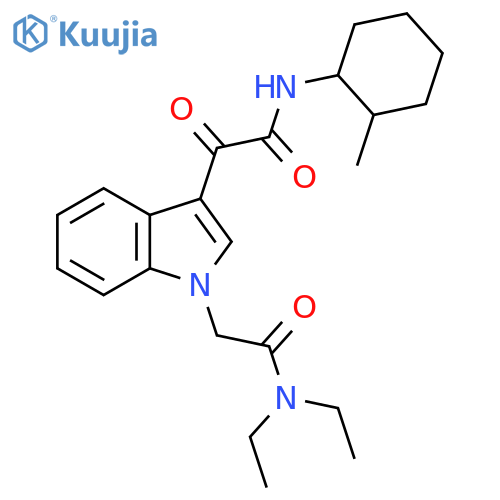 N,N-diethyl-2-(3-{(2-methylcyclohexyl)carbamoylcarbonyl}-1H-indol-1-yl)acetamide structure