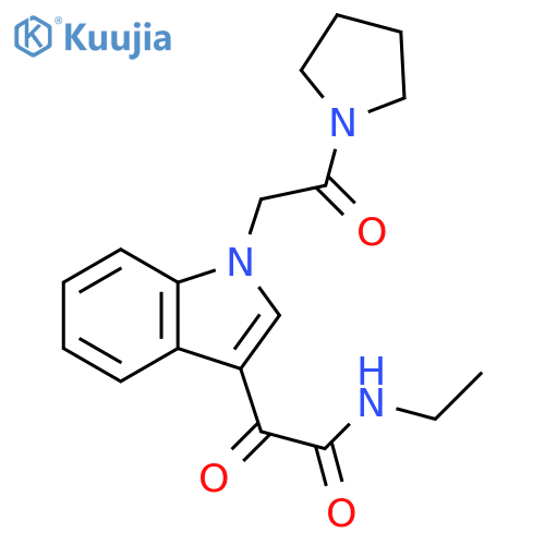 N-ethyl-2-oxo-2-{1-2-oxo-2-(pyrrolidin-1-yl)ethyl-1H-indol-3-yl}acetamide structure