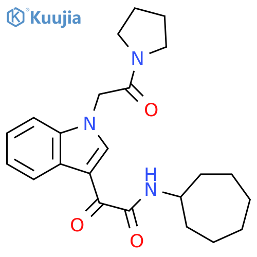 N-cycloheptyl-2-oxo-2-{1-2-oxo-2-(pyrrolidin-1-yl)ethyl-1H-indol-3-yl}acetamide structure