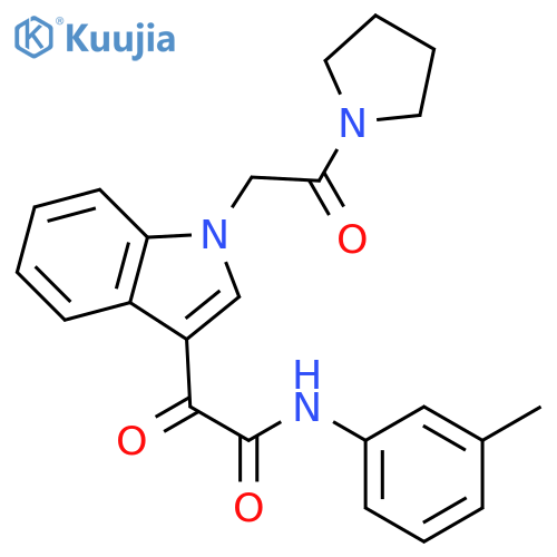 N-(3-methylphenyl)-2-oxo-2-{1-2-oxo-2-(pyrrolidin-1-yl)ethyl-1H-indol-3-yl}acetamide structure