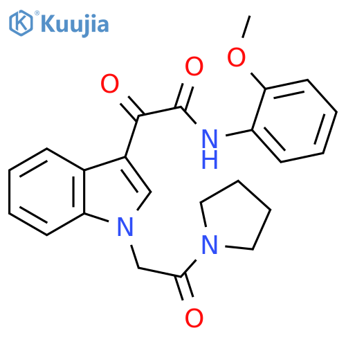 N-(2-methoxyphenyl)-2-oxo-2-{1-2-oxo-2-(pyrrolidin-1-yl)ethyl-1H-indol-3-yl}acetamide structure