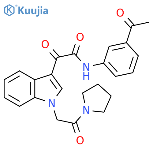 N-(3-acetylphenyl)-2-oxo-2-{1-2-oxo-2-(pyrrolidin-1-yl)ethyl-1H-indol-3-yl}acetamide structure