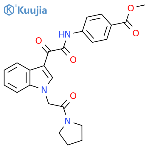 methyl 4-(2-oxo-2-{1-2-oxo-2-(pyrrolidin-1-yl)ethyl-1H-indol-3-yl}acetamido)benzoate structure