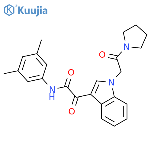 N-(3,5-dimethylphenyl)-2-oxo-2-{1-2-oxo-2-(pyrrolidin-1-yl)ethyl-1H-indol-3-yl}acetamide structure
