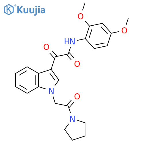 N-(2,4-dimethoxyphenyl)-2-oxo-2-{1-2-oxo-2-(pyrrolidin-1-yl)ethyl-1H-indol-3-yl}acetamide structure