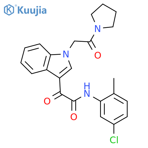 N-(5-chloro-2-methylphenyl)-2-oxo-2-{1-2-oxo-2-(pyrrolidin-1-yl)ethyl-1H-indol-3-yl}acetamide structure