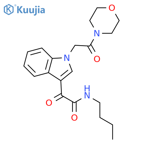 N-butyl-2-{1-2-(morpholin-4-yl)-2-oxoethyl-1H-indol-3-yl}-2-oxoacetamide structure