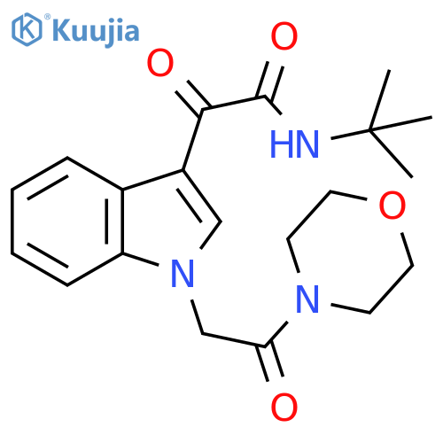 N-tert-butyl-2-{1-2-(morpholin-4-yl)-2-oxoethyl-1H-indol-3-yl}-2-oxoacetamide structure