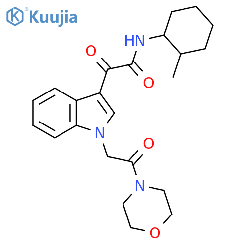 N-(2-methylcyclohexyl)-2-{1-2-(morpholin-4-yl)-2-oxoethyl-1H-indol-3-yl}-2-oxoacetamide structure