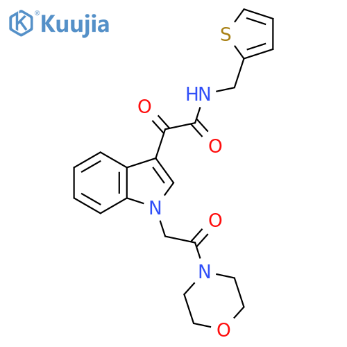 2-{1-2-(morpholin-4-yl)-2-oxoethyl-1H-indol-3-yl}-2-oxo-N-(thiophen-2-yl)methylacetamide structure