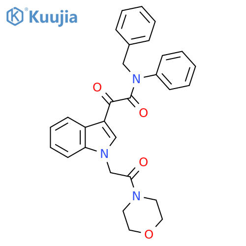 N-benzyl-2-{1-2-(morpholin-4-yl)-2-oxoethyl-1H-indol-3-yl}-2-oxo-N-phenylacetamide structure