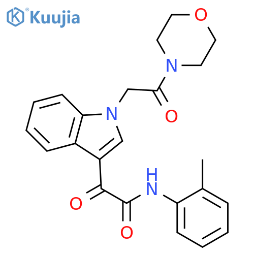 N-(2-methylphenyl)-2-{1-2-(morpholin-4-yl)-2-oxoethyl-1H-indol-3-yl}-2-oxoacetamide structure