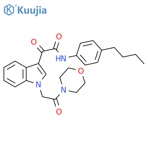 N-(4-butylphenyl)-2-{1-2-(morpholin-4-yl)-2-oxoethyl-1H-indol-3-yl}-2-oxoacetamide structure