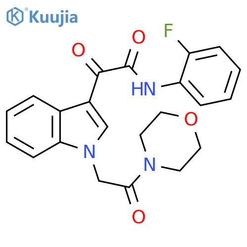 N-(2-fluorophenyl)-2-{1-2-(morpholin-4-yl)-2-oxoethyl-1H-indol-3-yl}-2-oxoacetamide structure